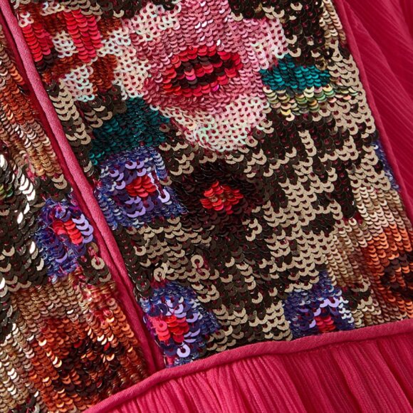 Misa Los Angeles Zahia Pink Sequin Chiffon Long Sleeve Dress - Picture 4 of 6